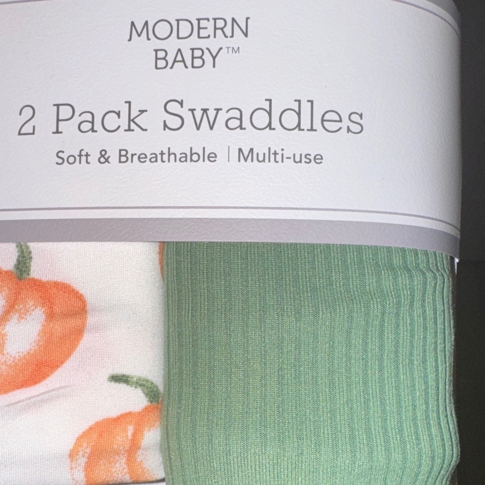 Modern Baby Pumpkin and Green Swaddle Set - Picture 9 of 9